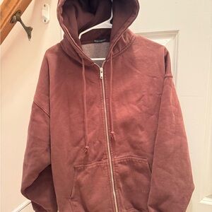 Brown Zip-Up Hoodie
